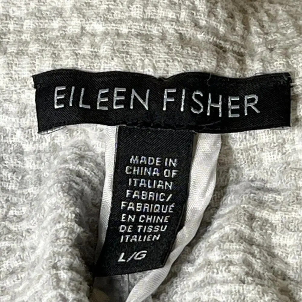 Eileen Fisher Womens Gray Textured Long Jacket Snap Front Large‎ Cardigan Blazer